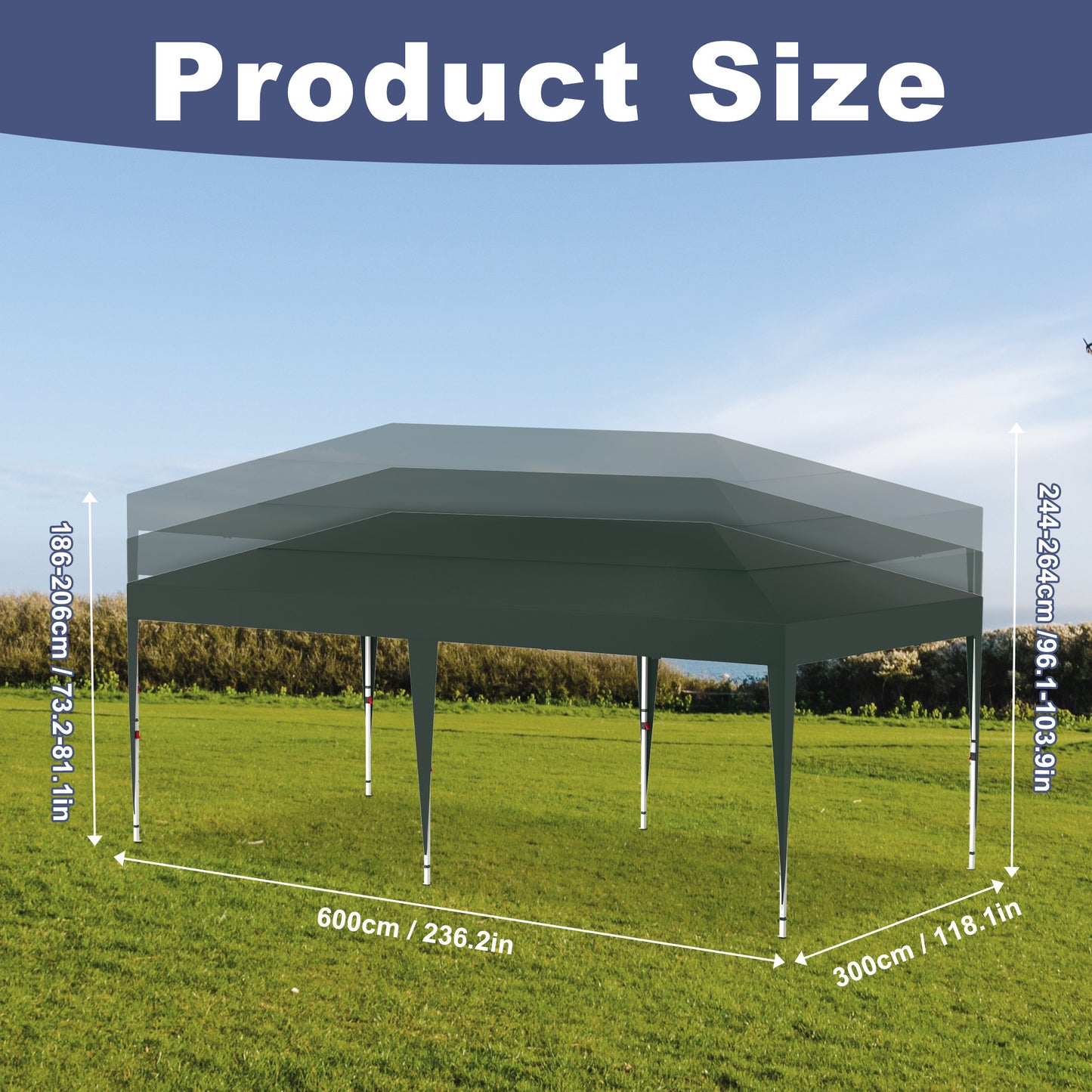 Partytent – Tuinpaviljoen – Feesttent – Paviljoen – Tent – Opvouwbaar – Waterdicht – 6x6 Meter – Gepoedercoat Stalen Frame