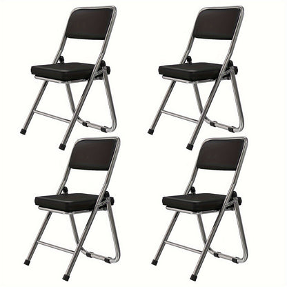 Set van 4 Comfortabele Opvouwbare Stoelen – Leren Bezoekersstoelen en Eetkamerstoelen – Padded Keukenstoelen voor Binnen, Buiten en Vergaderruimtes, Zwart