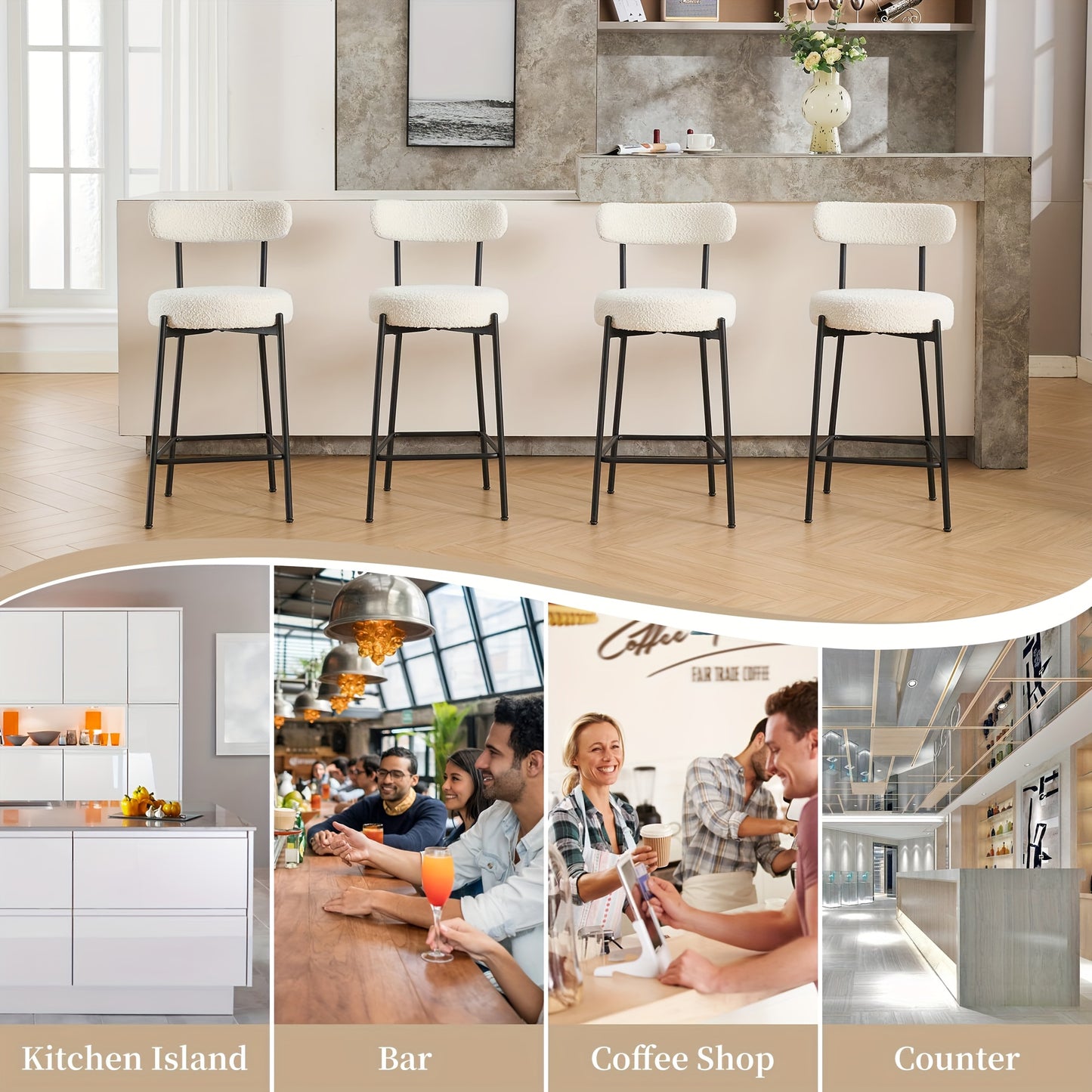 Barkrukken – Barstoelen – Keukenstoelen – Huisbarstoelen – Barkrukken Met Rugleuning – Set Van 2 – Stevig Metalen A-Frame – Comfortabele Gecushionde Zitting – Zithoogte 66 cm