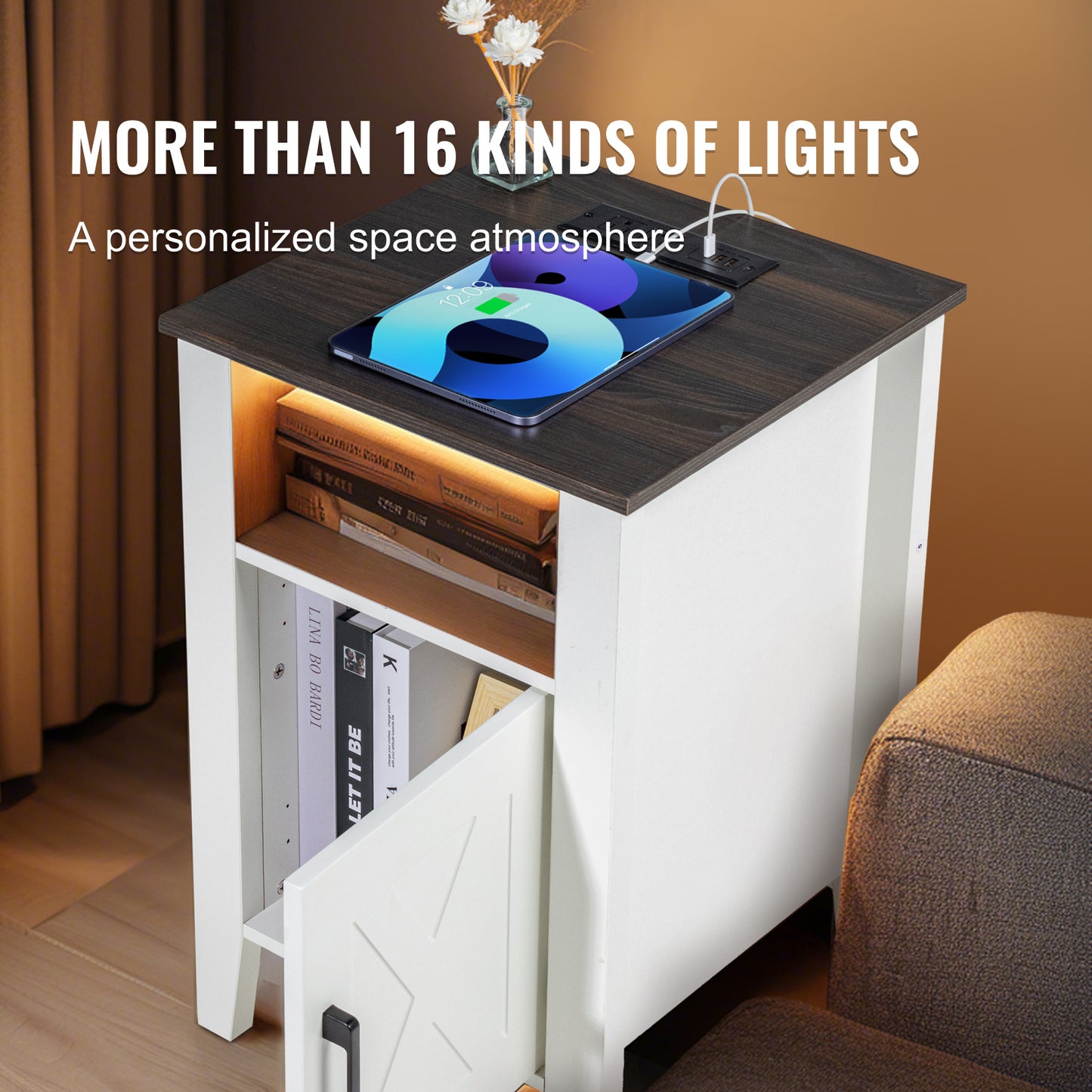 Bijzettafels – Nachtkastje – Side Table – Eettafel – Salontafel – Set Van 2 – Ingebouwde USB- en Stroomvoorziening – Krasbestendig Houtdecor