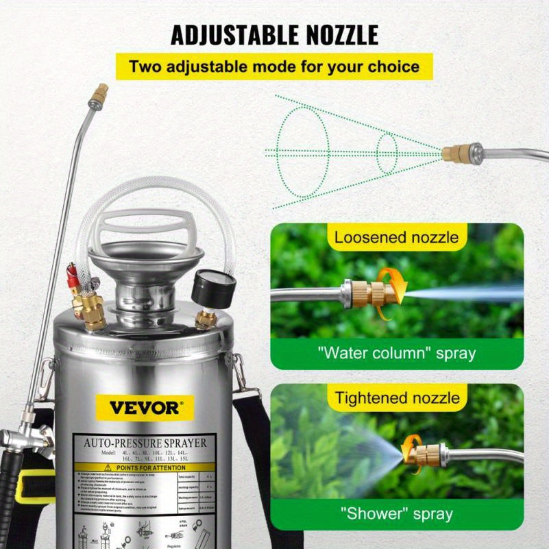 Drukspuit – Druksproeier – Plantenspuit – Tuinspuit – Rugzakspuit – 6 Liter Inhoud – Roestvrij Staal