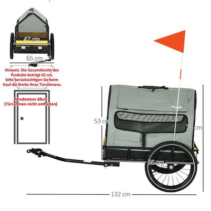 Hondenaanhanger – Fietsaanhanger – Hondenkar – Draagwagen – Transportkar – Grijs – 3-in-1 Ontwerp – Waterbestendig Oxford Polyester