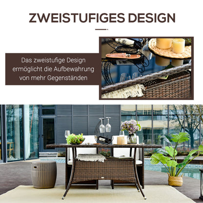 Tuinset – Tuinmeubel – Diningset – Buitenmeubel – Tuintafel – Poly rattan – Veiligheidsglas – 150x85x75 cm – Weerbestendig – Stevig metalen frame