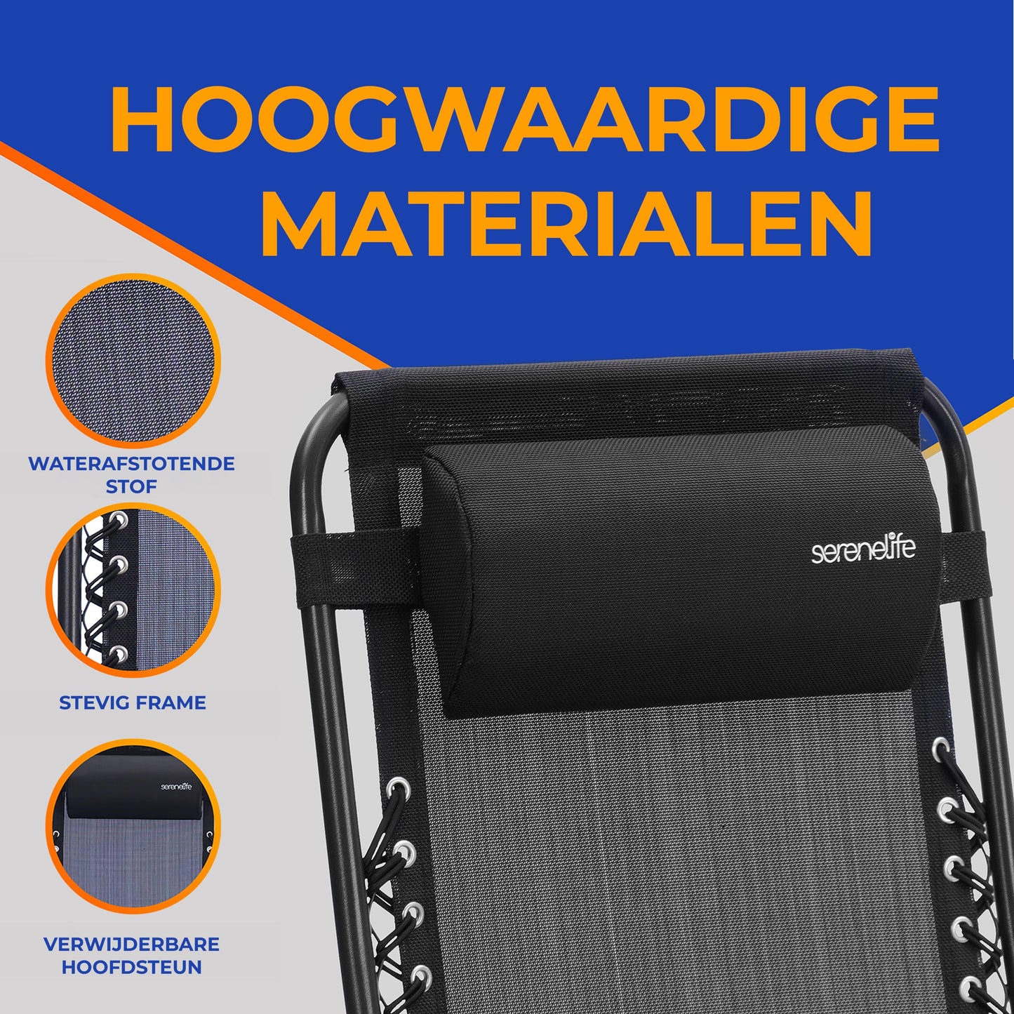 Loungestoel – Lounger – Relaxstoel – Tuinstoel – Fauteuil – Verstelbaar ontwerp – Afneembare zijtafel met bekerhouders