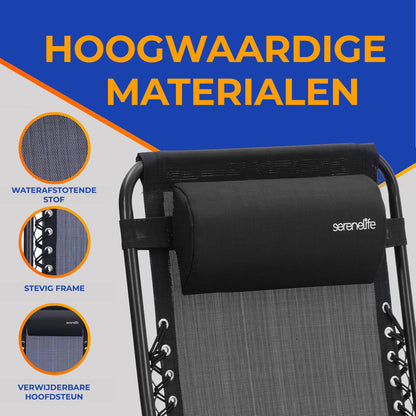 Loungestoel – Lounger – Relaxstoel – Tuinstoel – Fauteuil – Verstelbaar ontwerp – Afneembare zijtafel met bekerhouders