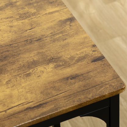 5-delige Bartafelset – Bartafel Met Barkrukken – Barset – Keukentafel Set – Industrieel Design – Compact Ruimtebesparend – Metaal Met Houten Look Rustiek Bruin
