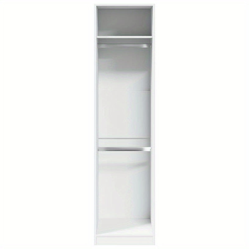Classic White Wooden Wardrobe - 50x50x200cm, Freestanding Storage Organizer with Ample Hanging Space for Clothes and Accessories, Ideal for Bedroom or Dorm Room, Clothing Organization|Modern Aesthetic|Wooden Construction, Clo