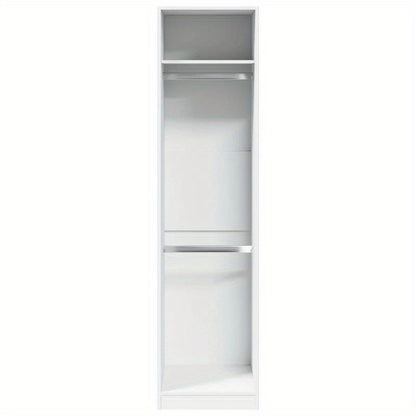 Classic White Wooden Wardrobe - 50x50x200cm, Freestanding Storage Organizer with Ample Hanging Space for Clothes and Accessories, Ideal for Bedroom or Dorm Room, Clothing Organization|Modern Aesthetic|Wooden Construction, Clo
