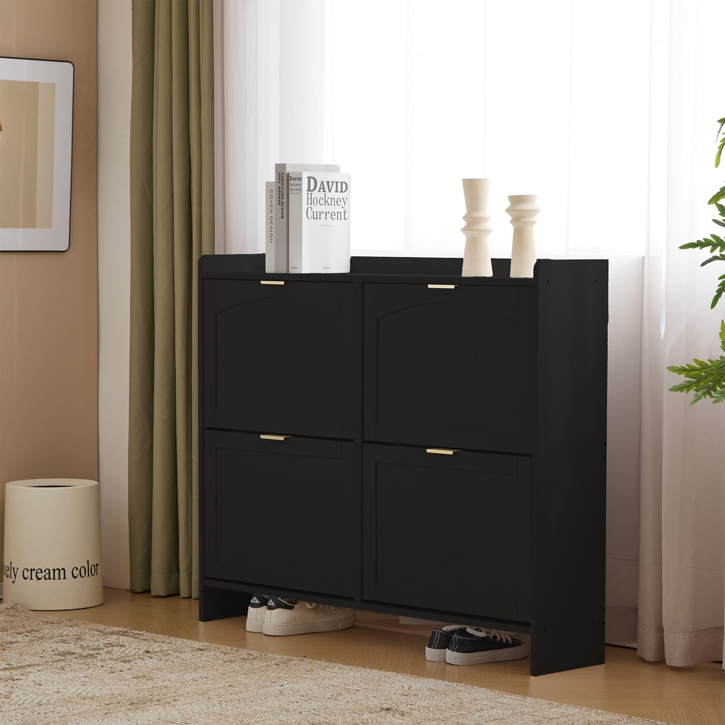 Schoenenkast – Schoenenrek – Schoenopberger – Halmeubel – Mudroomkast – Modern Metaal en Bamboe – Ruimtebesparend Design – Stevig en Duurzaam