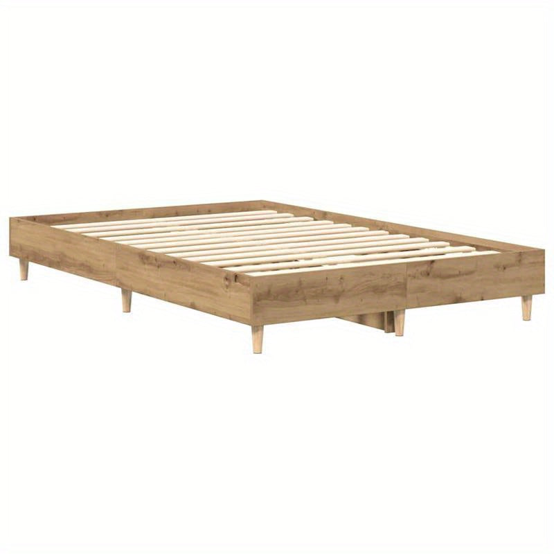 Modern Minimalist Bed Frame without Mattress - Queen Size (135x190cm / 53x75 inches), Easy Assembly, Sturdy Construction for Master Bedroom, Guest Room, or Dorm - Space-Saving Design for Small Spaces
