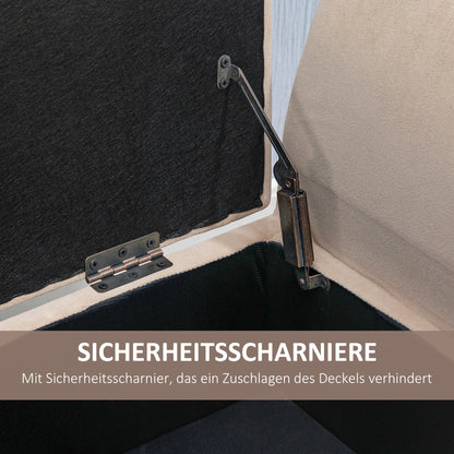 Opbergbank – Opbergbankje – Bankje – Zitbank – Opbergmeubel – Beige – Fluweel Polyester – Stevige Rubberen Poten – 111,5x41x65 cm