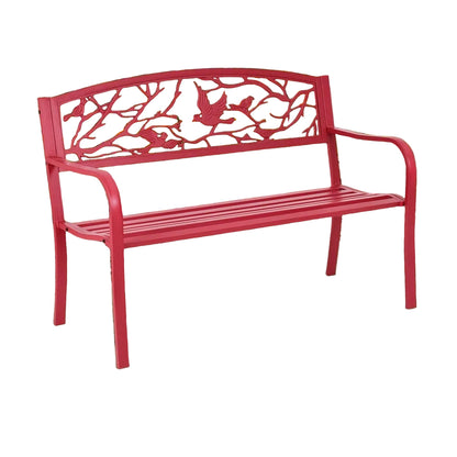 Tuinbank – Buitenbank – Parkbank – Zitbank – Balkonbank – Metaal – Gietijzer – 2-3 Zits – Weerbestendig Rood – Ergonomisch Comfort