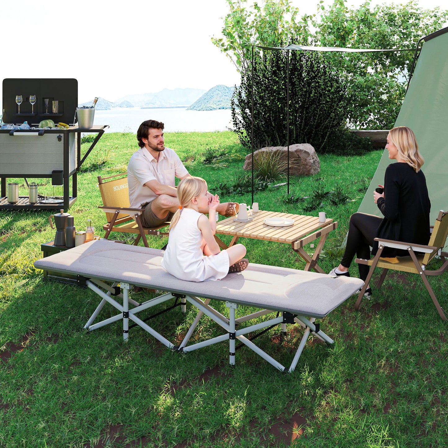 Campingbed – Opvouwbaar Bedje – Reisbeddeltje – Logeerbed – Kampeerbed – Stevig Metaal Frame – Draagkracht 200 kg – Grijs – 200x65x42 cm