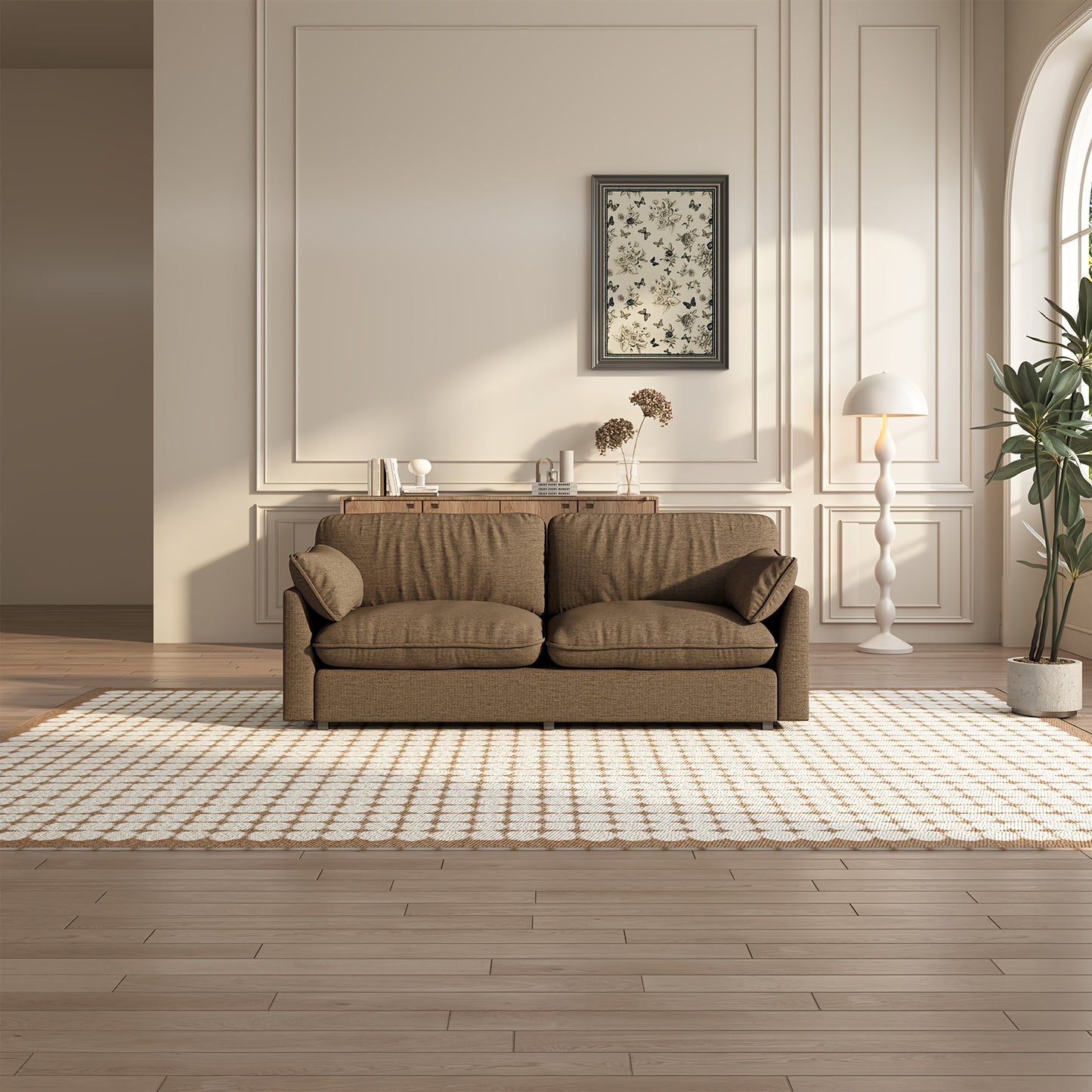 Hoekbank – L-vormige Bank – Hoeksalon – Zitbank – 3-zits Bank – Donkerbruin – 210 cm Groot – Zacht Gevoerd Met Kussens – Stevig Duurzaam Frame Zonder Hout
