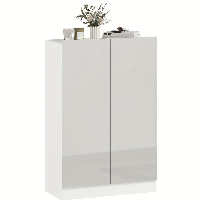 5-Tier Shoe Rack Cabinet with Shoe Bench - Narrow Entryway Shoe Organizer, Space-Saving Shoe Storage Cabinet, Sturdy Hardwood Construction