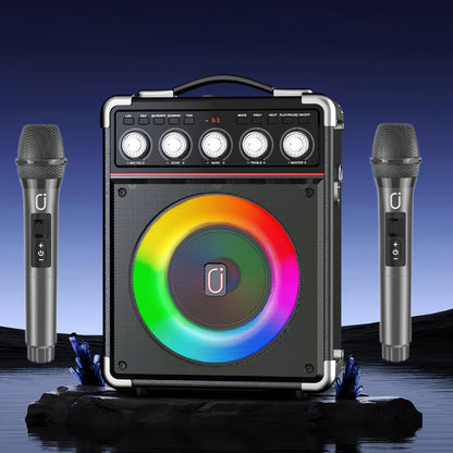 Draagbare Karaoke Machine – Karaoke Set – Wifi Microfoon – Bluetooth Speaker – Zanginstallatie – Met 2 Draadloze Microfoons – RGB Muziekverlichting – Hi-Fi Geluid & Lange Batterijduur