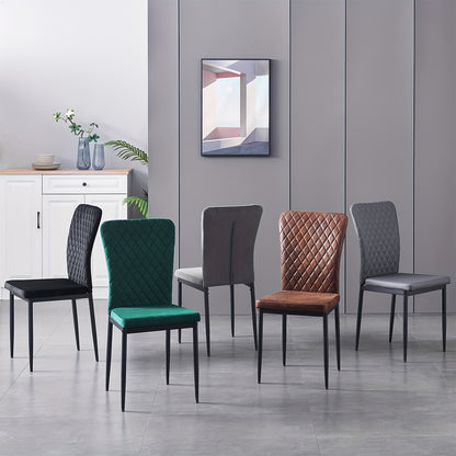 Dining Chairs Set Of 4/6- Velvet/Artificial Leather Armless High Back Upholstered Soft Seat with Black Metal Legs for Dining Room, Kitchen Room
