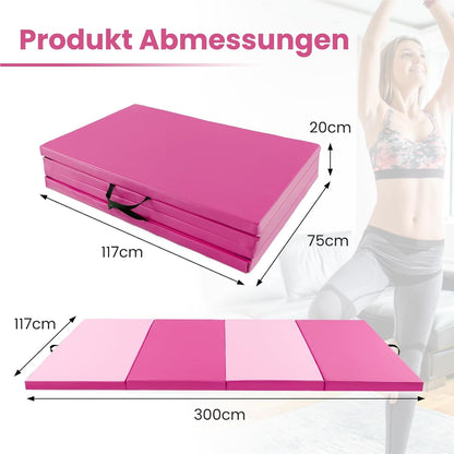Gymnastiekmat – Vouwmat – Fitnessmat – Yogamat – Trainingsmat – 300x120x5 cm – PU Cover Met Draaghandvatten