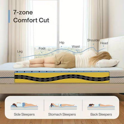 Matras 90 x 200 cm – Pocketvering Matras – Traagschuim Matras – Eenpersoonsmatras – Slaapmatras – H2 Stevigheid – Memory Foam Comfort – Wasbare Microvezel Hoes