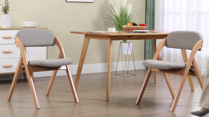 Klapstoel – Opvouwbare Stoel – Campingstoel – Eetkamerstoel – Extra Stoel – Set Van 2 – Houten Frame – Gewatteerde Zitting Met Afneembare Hoes – Grijs