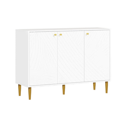 Buffet – Dressoir – Opbergkast – Tv-meubel – Kast – Wit Met Gouden Accenten – Verstelbare Legplanken – Stalen Antislip Poten