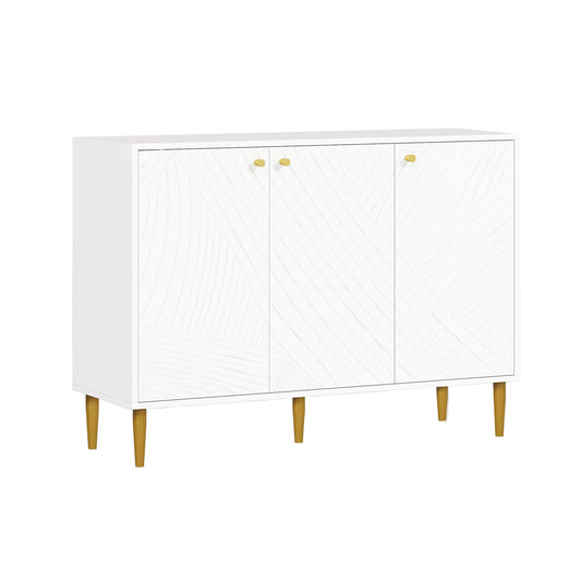 Buffet – Dressoir – Opbergkast – Tv-meubel – Kast – Wit Met Gouden Accenten – Verstelbare Legplanken – Stalen Antislip Poten