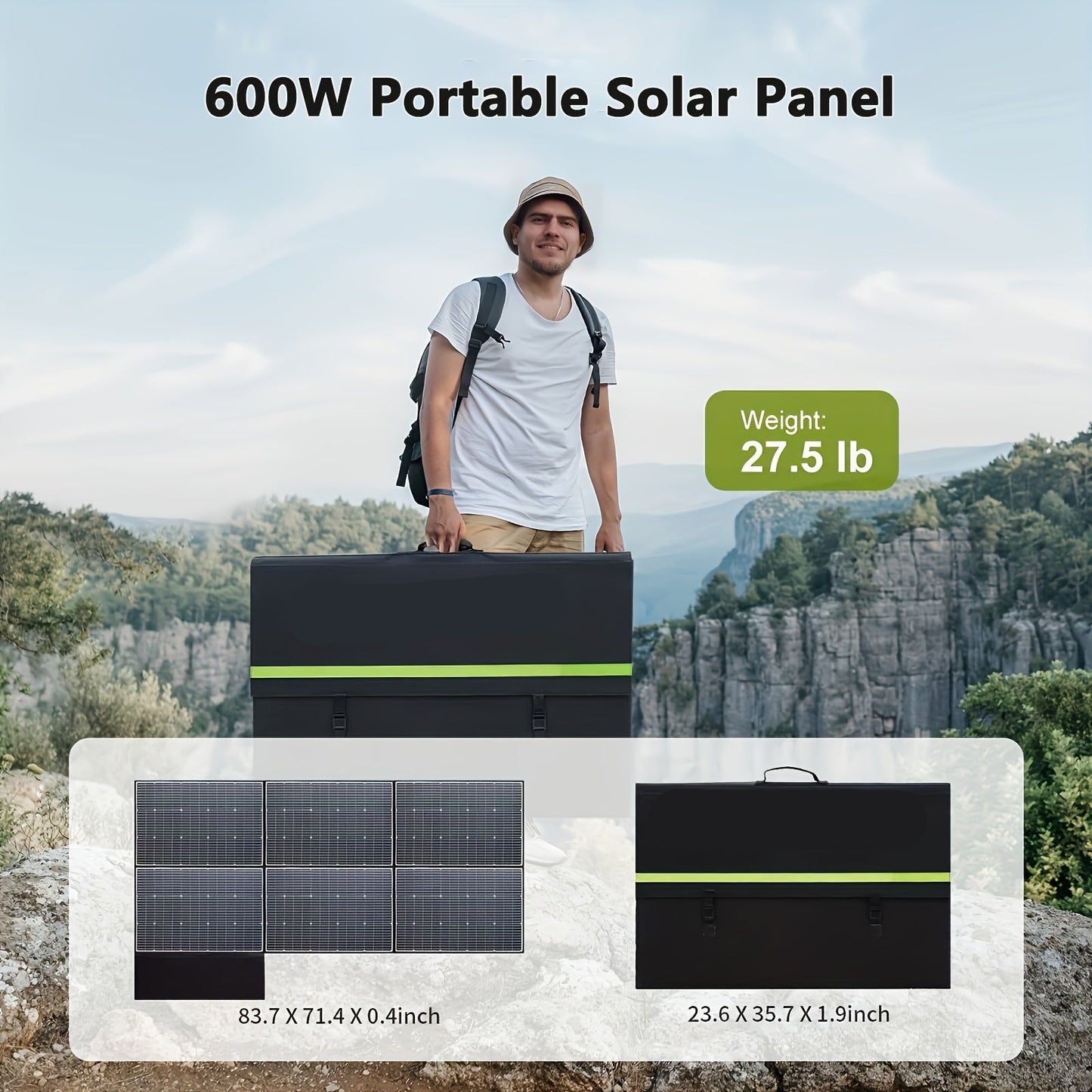 600W Vouwbare Zonnepaneelset – Mobiel Zonnepaneel – Draagbaar Zonnepaneel – Solar Paneel – Monokristallijn Silicium – Hoog Rendement – Compact Design
