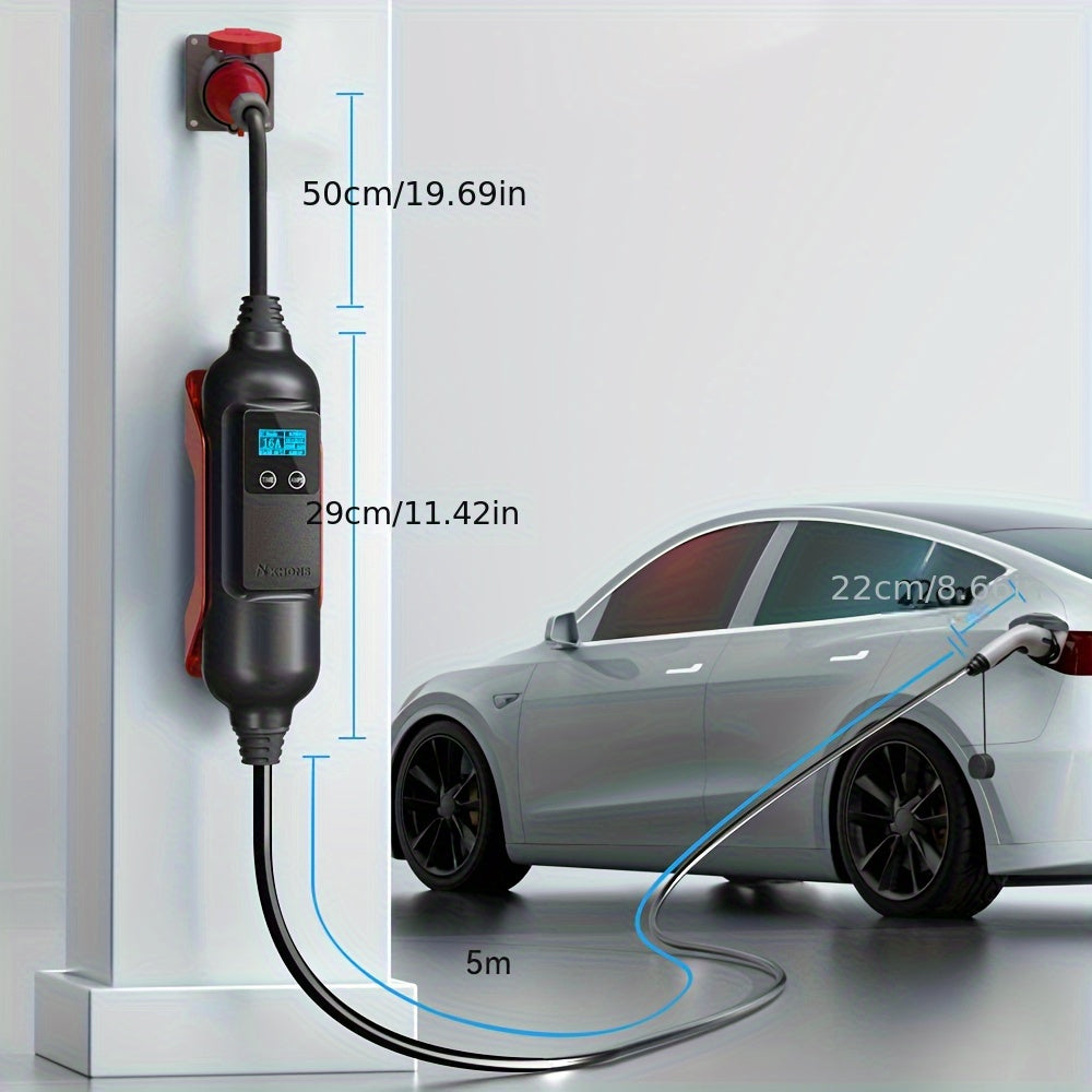 Elektrische Auto Lader – EV Lader – Mobiele Thuislader – Laadkabel – Laadstation – 11 KW 3-Fase – Inclusief 16A Schuko Adapter