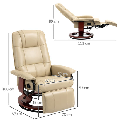 Relaxfauteuil – Relaxstoel – Luie Stoel – Verstelbare Zetel – Lounge Fauteuil – Crème – Verstelbare Rugleuning – Hoogwaardig Kunstleer