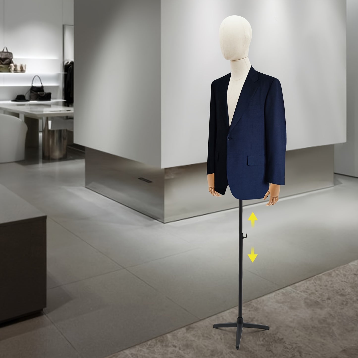 Adjustable Male Dress Form Mannequin with Poseable, Hands & Limbs - Heavy-Duty Tripod Base, Height 134.62cm-193.04cm, Compatible for Retail Store Display, Tailor Shop & Clothing Presentation - Assembly & Posture Adjustment (D