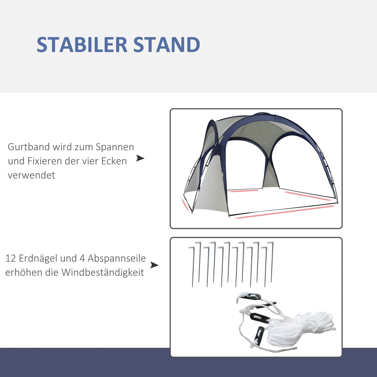 Tent – Koepeltent – Kampeertent – Partytent – Paviljoen – 6-8 Personen – Ruim 3,5x3,5m – Waterafstotend Crème Wit