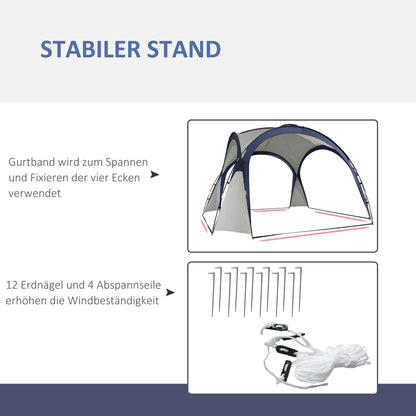 Tent – Koepeltent – Kampeertent – Partytent – Paviljoen – 6-8 Personen – Ruim 3,5x3,5m – Waterafstotend Crème Wit