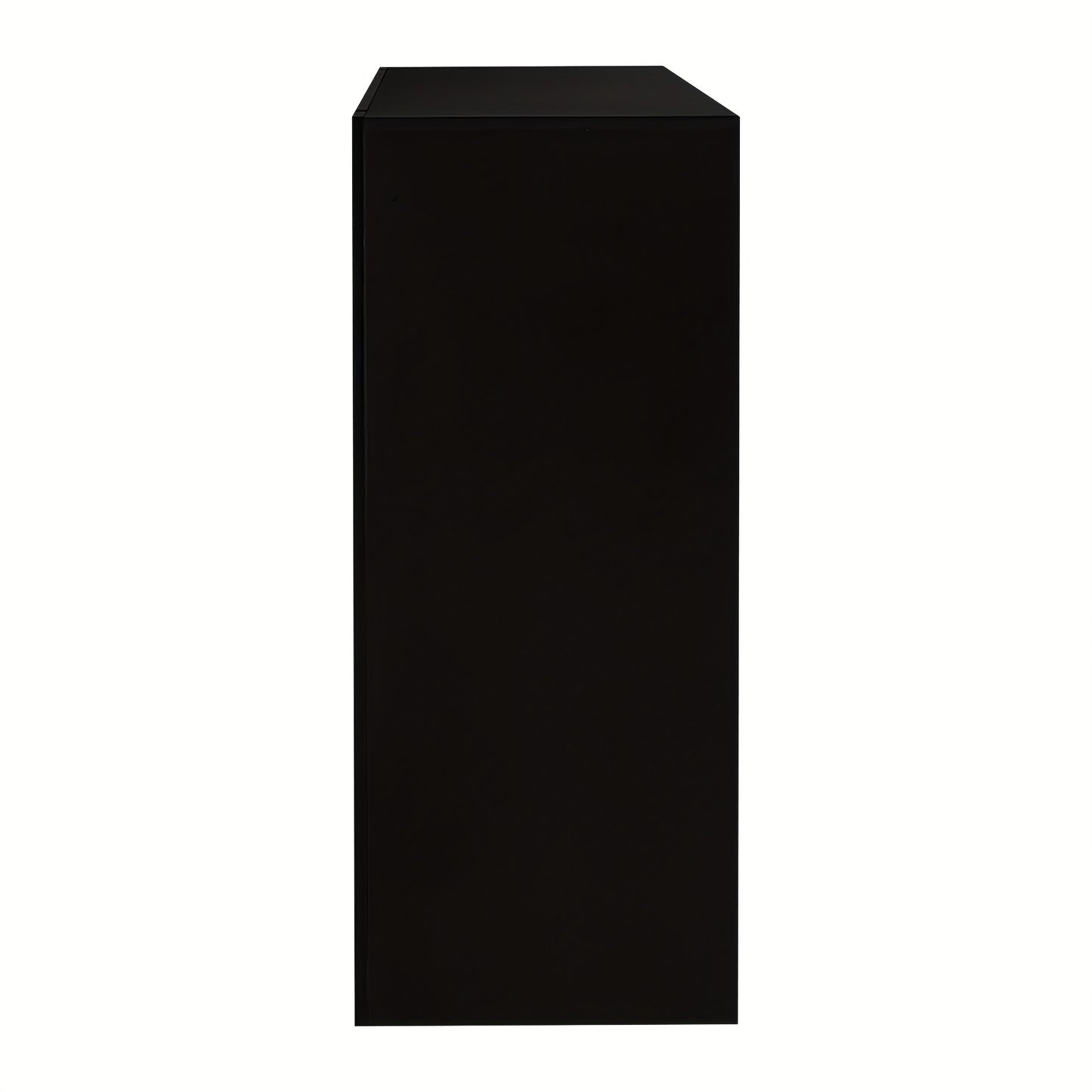 Modern Black Metal Sideboard with Glass Shelves & Doors - High-Gloss Compact Storage Cabinet, Space-Saving Contemporary Furniture for Living Room, Dining Room, Kitchen - 95x35x83cm, Durable Metal Construction & Glass Doors, A