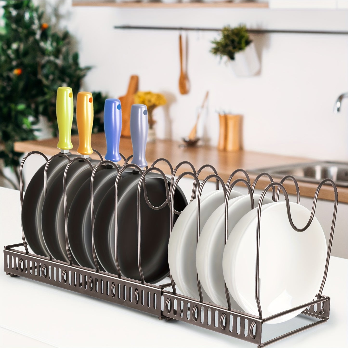 Pannenrek – Pannendekselhouder – Keukenkast Organizer – Opbergrek – Dekselhouder – Verstelbaar 30-59 cm – Roestbestendig Staal – 10 Lagen Ruime Capaciteit