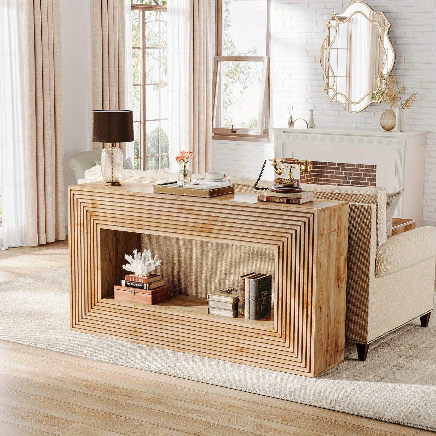 Farmhouse Sidetable – Dressoir – Halmeubel – Sofa Tafel – Opbergmeubel – Natural Variant – 150 cm Lang – Stabiele Houten Constructie