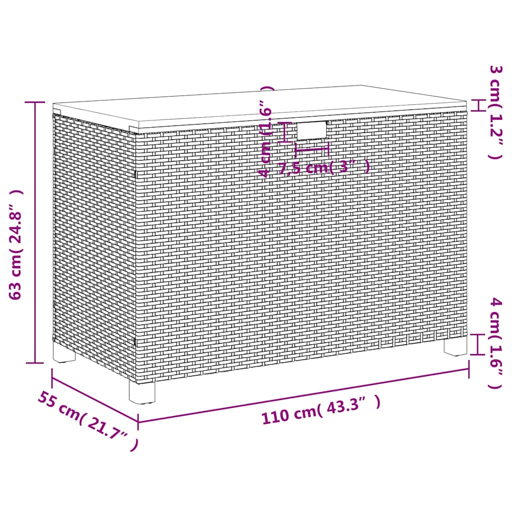 Tuinkist – Kussenbox – Opbergbox – Opbergkist – Zwart – Weerbestendig Geperst Hars – 110x55x63 cm – Met Acaciahouten Accenten