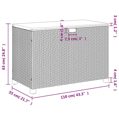 Tuinkist – Kussenbox – Opbergbox – Opbergkist – Zwart – Weerbestendig Geperst Hars – 110x55x63 cm – Met Acaciahouten Accenten
