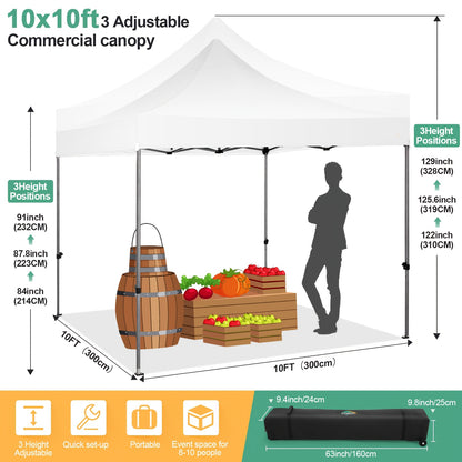 Partytent – Feesttent – Vouwtent – Paviljoen – Tuinent – 3x3 m – 3 Hoogte-instellingen – Inclusief Wieltas