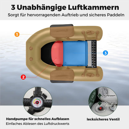 Opblaasbare Vissersboot – Rubberboot – Bellyboot – Visboot – Peddelboot – Met Verstelbare Rugleuning – Lichtgewicht 100 Kg Belastbaar – Afmeting 157x114x35 cm