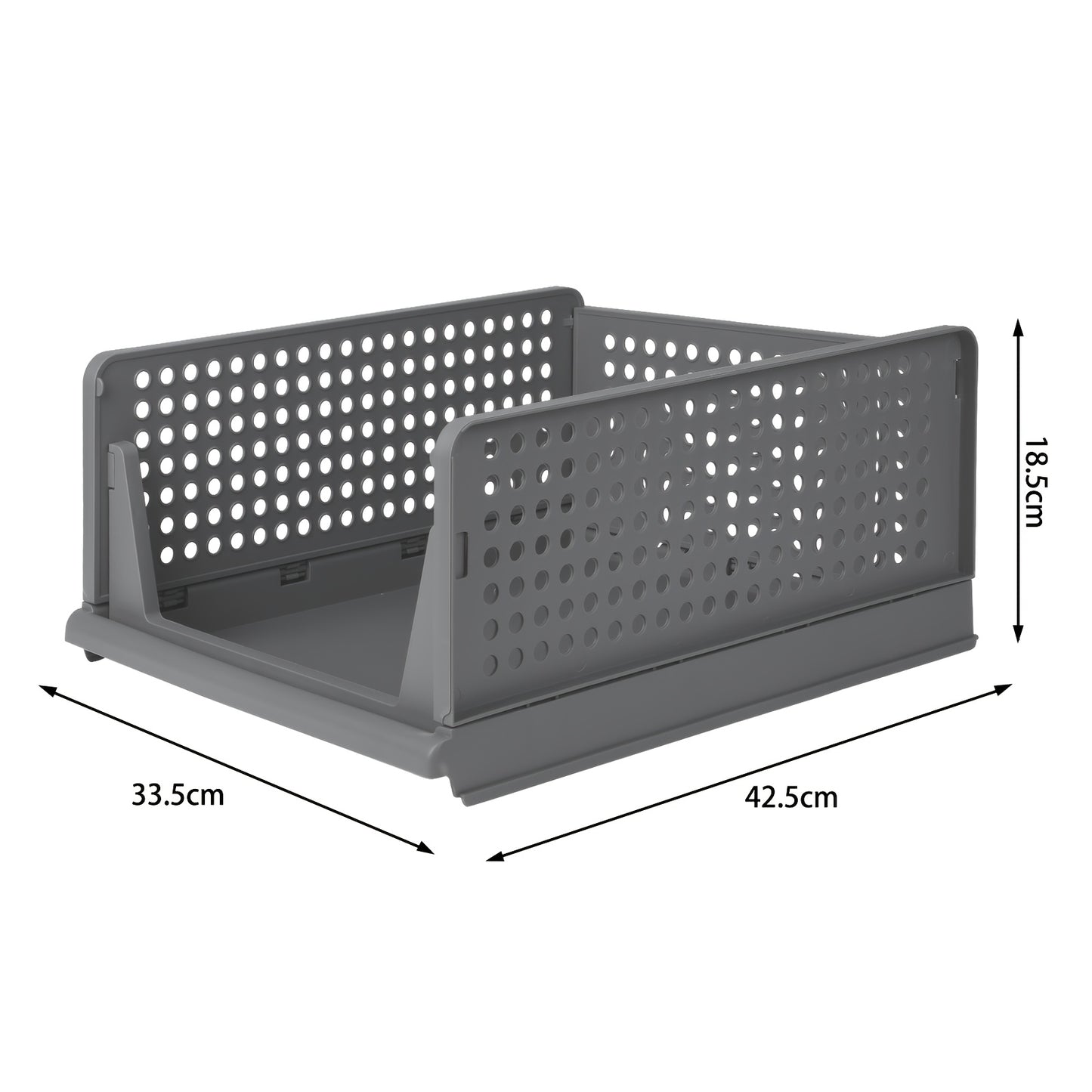 Opbergmanden – Opbergboxen – Opbergbakken – Kastmanden – Stapelbare Mand – Stevig Kunststof – Inklapbaar 18 cm Hoog – Set Van 3