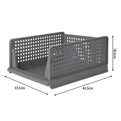 Opbergmanden – Opbergboxen – Opbergbakken – Kastmanden – Stapelbare Mand – Stevig Kunststof – Inklapbaar 18 cm Hoog – Set Van 3