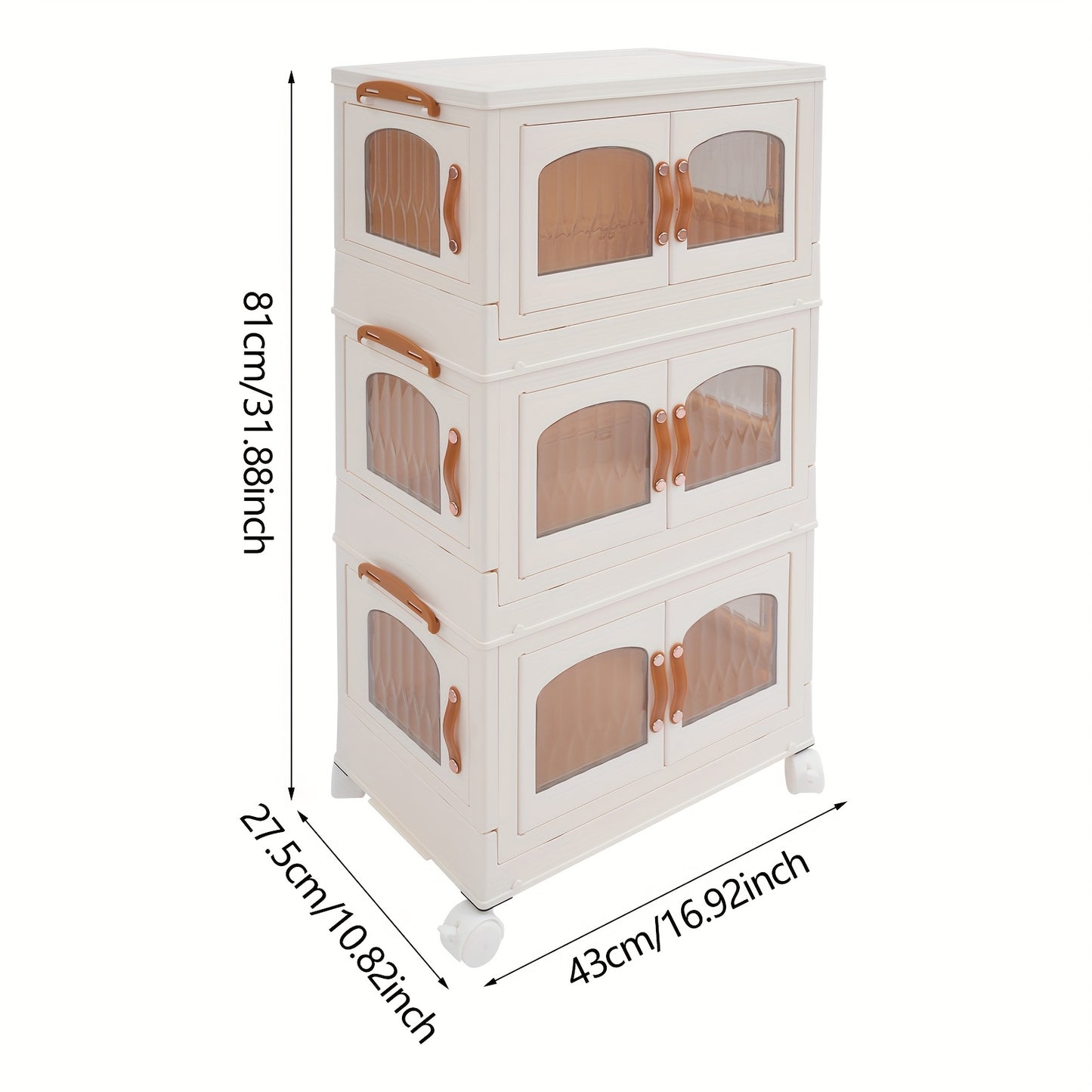 Opvouwbare Opberger – Opbergbox Met Wielen – Vouwkast Organizer – 3-laags Kastje – Milky White – Ruimtebesparend – Draagvermogen 50 kg