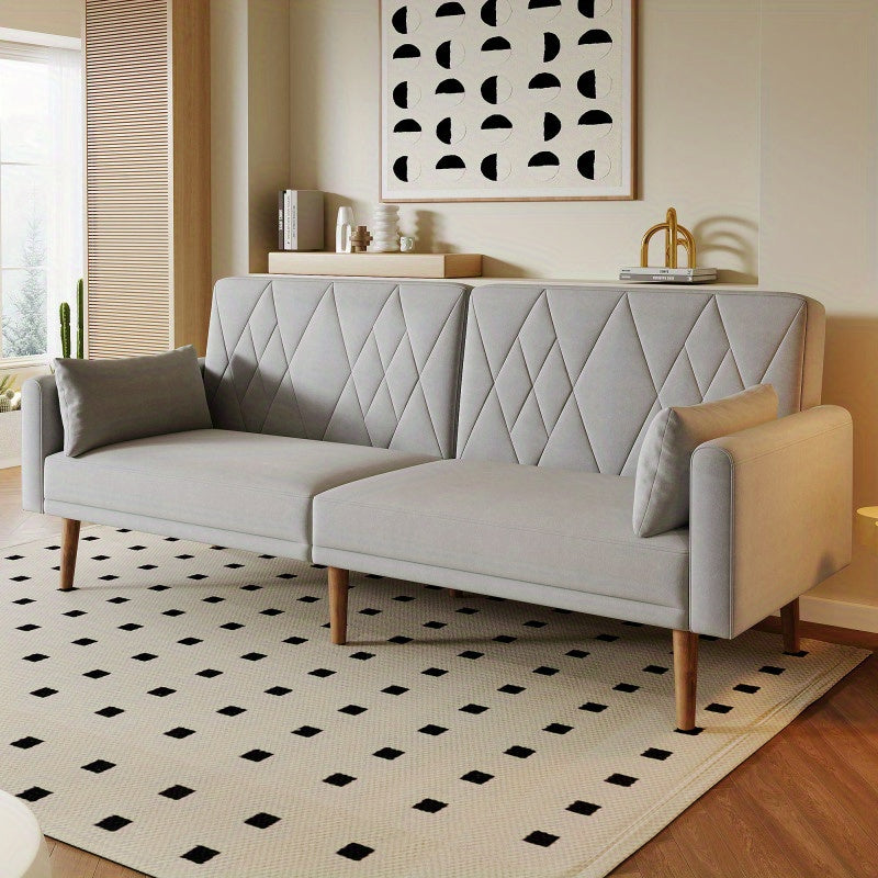 2-zitsbank – Loveseat – Slaapbank – Sofa – Compacte Bank – Verstelbare Rugleuning – Fluwelen Bekleding – Slaapfunctie – 180x75x82 cm – Inclusief Kussens