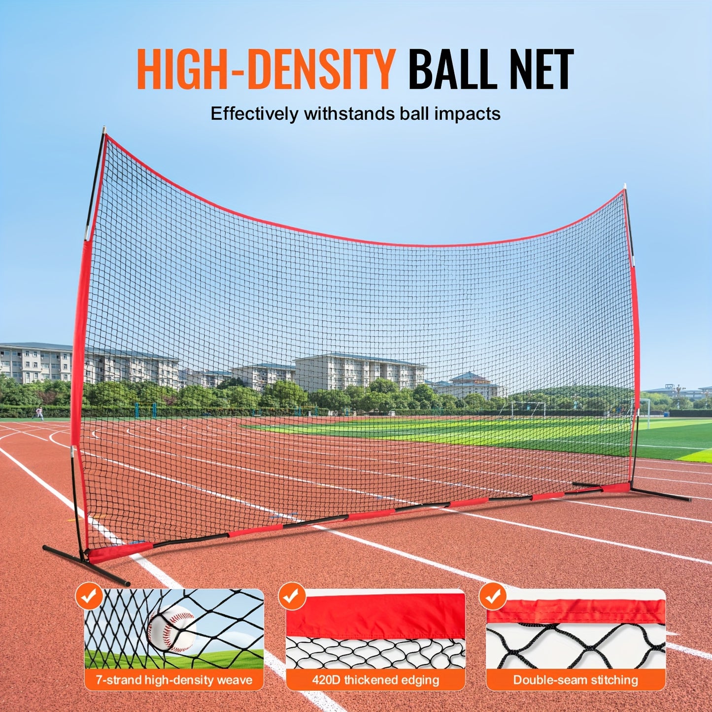 Afzetnet – Trainingsnet – Ballenvanger – Sportnet – Beschermnet – 6,1x3,05 Meter – Duurzaam PET Materiaal – Draagbaar Met Tas