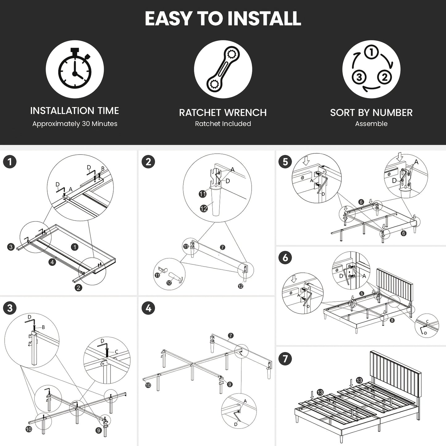 Gestoffeerd Bed – Bedframe – Slaapbed – Eenpersoonsbed – Tweepersoonsbed – 90x200 cm – Verstelbaar Hoofdbord – Draagkracht 480 kg