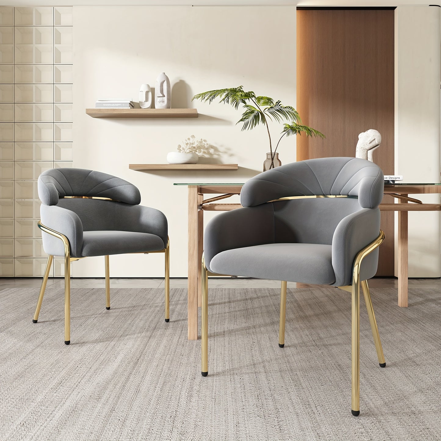 Eetkamerstoel – Stoel – Kuipstoel – Woonkamerstoel – Lounge Stoel – Velvet Bekleding – Metalen Poten – Licht Luxe – Comfortabel Design