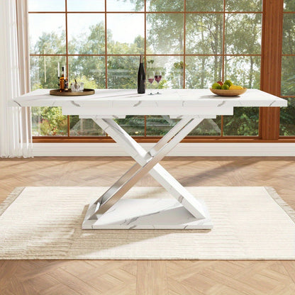 Uitschuifbare Eettafel – Inklapbare Tafel – Verlengbare Tafel – Keukentafel – Eetkamertafel – Modern Licht Luxe – Ruimtebesparend – Geen Montage