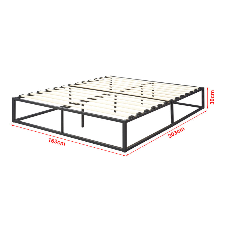 Bedframe – Metalen Bed – Bedframe Met Lattenbodem – Stabiel Bed – Tweepersoonsbed – Zwart – Stevig Gecoat Staal – Onderhoudsvriendelijk