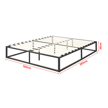 Bedframe – Metalen Bed – Bedframe Met Lattenbodem – Stabiel Bed – Tweepersoonsbed – Zwart – Stevig Gecoat Staal – Onderhoudsvriendelijk