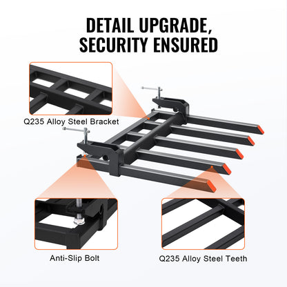 Debris Forks – Vorken – Takkenvork – Tractorvork – Afvalvork – 48 Inch – Maximale Draagkracht 1180 kg – Anti-Roest Coating